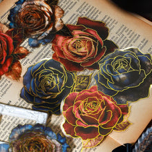 Load image into Gallery viewer, Vintage Style Gold Foiled Rose Stickers