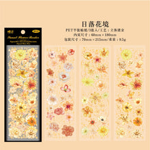 Load image into Gallery viewer, Three-Dimensional Sunset Flower Borders Gold Foiled Stickers