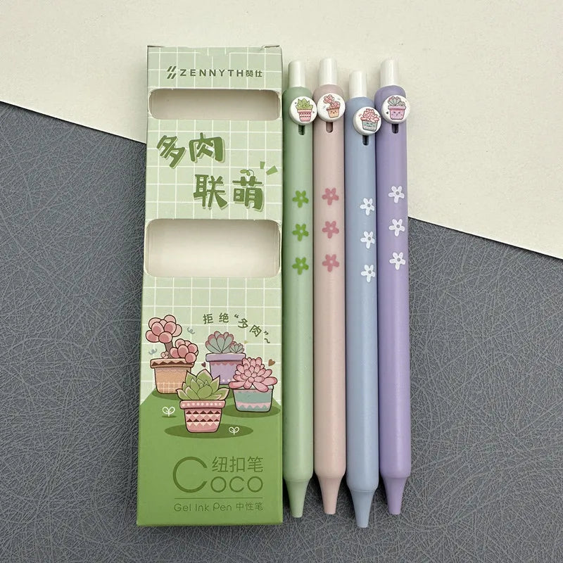 succulent stationery Succulent Serenity Gel Pens Set (4pcs) – Original Kawaii Pen