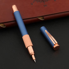 Load image into Gallery viewer, Luxury Rose Gold Metal & Frosted Blue Rollerball Pen