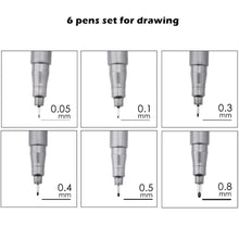 Load image into Gallery viewer, STA Pigment Fineliner Marker Set (6 pcs)
