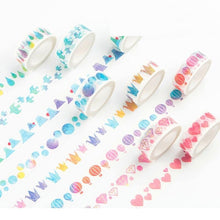 Load image into Gallery viewer, Watercolor Colorful Washi Tapes (8 Designs)