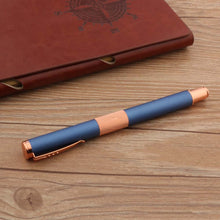 Load image into Gallery viewer, Luxury Rose Gold Metal & Frosted Blue Rollerball Pen