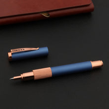 Load image into Gallery viewer, Luxury Rose Gold Metal & Frosted Blue Rollerball Pen