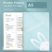 Load image into Gallery viewer, Playful Bunny 2023 (A5) Leather Planners (4 Colors)