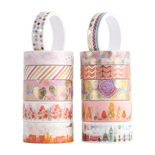 Load image into Gallery viewer, Japanese Bright Nature Gold Foiled Washi Tape Set (12 pcs)