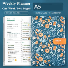Load image into Gallery viewer, Japanese Floral Season 2023 Leather Planners (4 Colors)