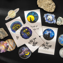 Load image into Gallery viewer, Moon & Universe Series Gold Foiled Stickers (6 Designs)