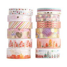 Load image into Gallery viewer, Japanese Bright Nature Gold Foiled Washi Tape Set (12 pcs)