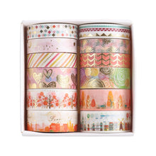 Load image into Gallery viewer, Japanese Bright Nature Gold Foiled Washi Tape Set (12 pcs)