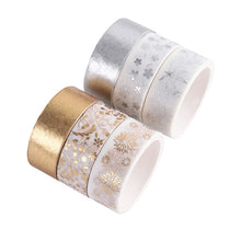 Load image into Gallery viewer, Silver & Gold Foiled Floral Washi Tape Set (6 pcs)