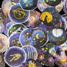 Load image into Gallery viewer, Moon & Universe Series Gold Foiled Stickers (6 Designs)
