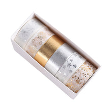 Load image into Gallery viewer, Silver & Gold Foiled Floral Washi Tape Set (6 pcs)