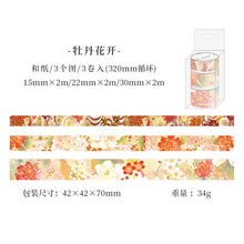 Load image into Gallery viewer, Japanese Gold Foiled Floral Season Washi Tape Sets