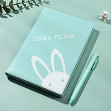Load image into Gallery viewer, Playful Bunny 2023 (A5) Leather Planners (4 Colors)