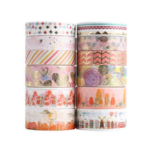 Load image into Gallery viewer, Japanese Bright Nature Gold Foiled Washi Tape Set (12 pcs)