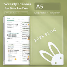Load image into Gallery viewer, Playful Bunny 2023 (A5) Leather Planners (4 Colors)