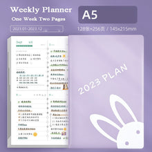 Load image into Gallery viewer, Playful Bunny 2023 (A5) Leather Planners (4 Colors)