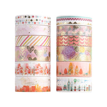 Load image into Gallery viewer, Japanese Bright Nature Gold Foiled Washi Tape Set (12 pcs)