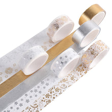 Load image into Gallery viewer, Silver & Gold Foiled Floral Washi Tape Set (6 pcs)