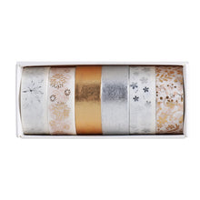 Load image into Gallery viewer, Silver & Gold Foiled Floral Washi Tape Set (6 pcs)