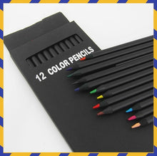 Load image into Gallery viewer, Matt Black Colorful HB Pencil Set (12 Colors)