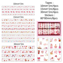 Load image into Gallery viewer, Kawaii Washi Tapes + Kawaii Stickers ⭐Gift Pack Set 16 Pcs of Tape + 8pcs Stickers⭐ - Original Kawaii Pen