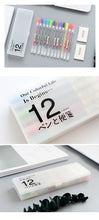 Load image into Gallery viewer, Japanese Style Colored Gel Pen + Memo Pad Set (12 Color Set)