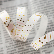 Load image into Gallery viewer, Pink & Gold Line Pattern Washi Tapes - Original Kawaii Pen