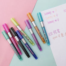 Load image into Gallery viewer, Double Lines Art Markers Set (Metallic Colors) - Original Kawaii Pen