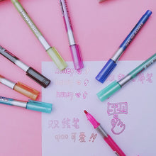 Load image into Gallery viewer, Double Lines Art Markers Set (Metallic Colors) - Original Kawaii Pen