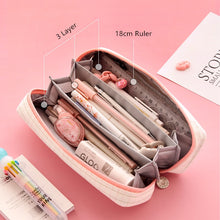 Load image into Gallery viewer, Large Capacity Plaid Pencil Cases (6 Colors)