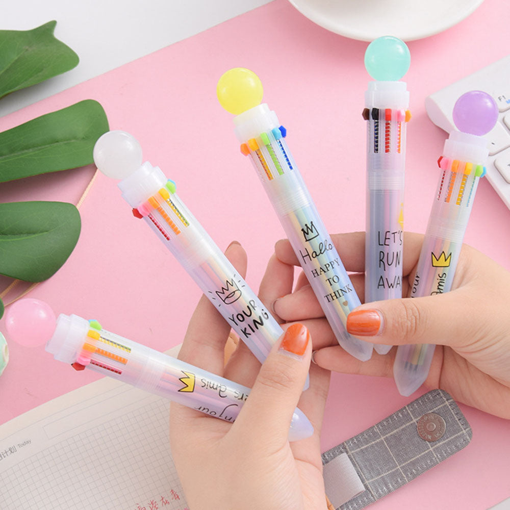 Rainbow Unicorn 10 Colors Chunky Ballpoint Pen - Japanese Kawaii