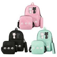 Load image into Gallery viewer, Cute Kawaii Canvas Cat Backpack Set ⭐ Value Pack 3 Pcs Set ⭐ 3 Colors ⭐ - Original Kawaii Pen