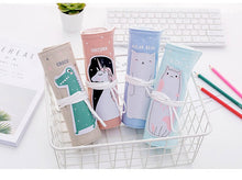 Load image into Gallery viewer, Korean Cute Animal Roll Up Pencil Case - Original Kawaii Pen