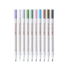Load image into Gallery viewer, Fineliner Metallic Shade Brush Pen ⭐ Set of 10 Colors ⭐ - Original Kawaii Pen