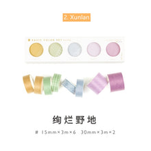 Load image into Gallery viewer, Basic Color Pallet Washi Tape Sets (6 Designs) - Original Kawaii Pen