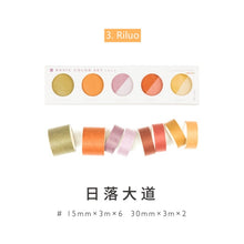 Load image into Gallery viewer, Basic Color Pallet Washi Tape Sets (6 Designs) - Original Kawaii Pen