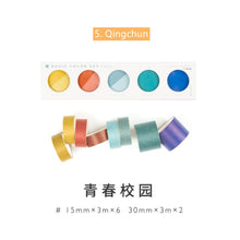 Load image into Gallery viewer, Basic Color Pallet Washi Tape Sets (6 Designs) - Original Kawaii Pen