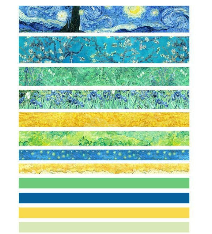 Classic Van Gogh Painting Blue Washi Tape Set Bronzing Journal