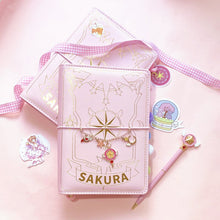 Load image into Gallery viewer, Pink Sakura Leather Notebook Planner (A6)