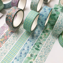 Load image into Gallery viewer, Kawaii Leaves & Grid Washi Tape Set
