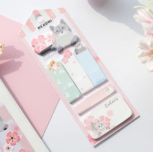 Load image into Gallery viewer, Nekoni Sakura & Animals Sticky Note Set - Original Kawaii Pen