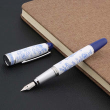 Load image into Gallery viewer, Japanese Blue Floral Ceramic Fountain Pen