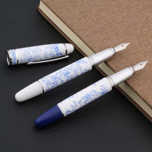 Load image into Gallery viewer, Japanese Blue Floral Ceramic Fountain Pen