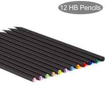 Load image into Gallery viewer, Matt Black Colorful HB Pencil Set (12 Colors)