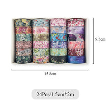 Load image into Gallery viewer, Vintage Flower Washi Tape Set (24pcs)