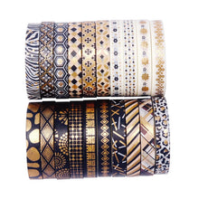 Load image into Gallery viewer, Black & Gold Foiled Washi Tape Set
