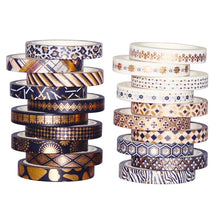 Load image into Gallery viewer, Black & Gold Foiled Washi Tape Set