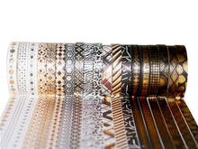 Load image into Gallery viewer, Black & Gold Foiled Washi Tape Set